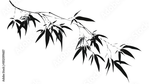 Elegant Bamboo Stems with Leaves Solid Icon in Asian Nature
