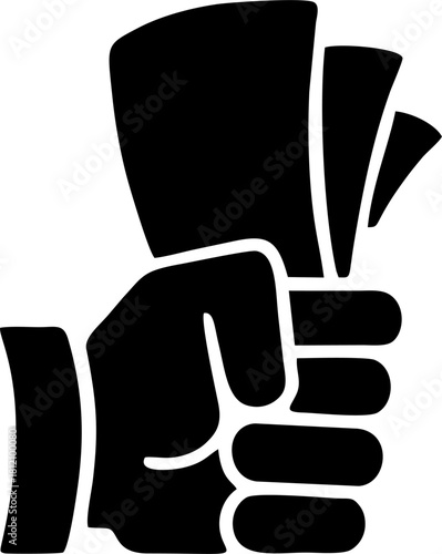 Hand Holding Banknotes Cash Payment Silhouette