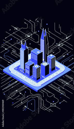 Photography Dubai Vector Art - Geometric Skyline Silhouette, Art Deco Oasis, Isometric Futur