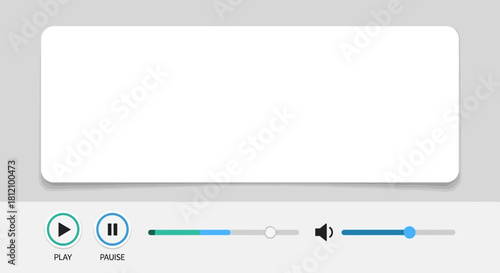 Modern video player interface with play, pause, and volume controls for websites