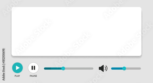 Simple web video player interface template for web design applications and UI kits