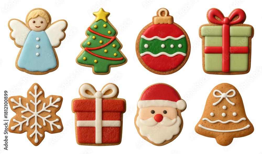 Fototapeta premium PNG Festive cookies holiday treats, element set on transparent background