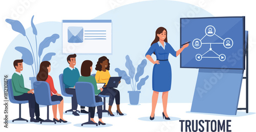 Business Training Session with Presenter and Audience.