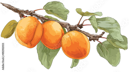 Fresh Apricot Tree Branch Perfect for Garden Plant Vector Illustration