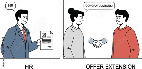 HR Manager and Employee Celebrating Offer Extension with Handshake.