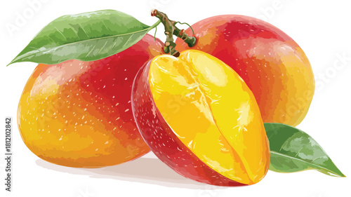 Vibrant Mango: Tropical Edible Fruit Vector Illustration for Design Projects