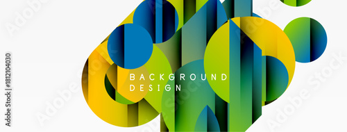 Abstract geometric shapes overlap. Vibrant colors blend, creating dynamic visual texture. Modern design elements suggest depth, movement.