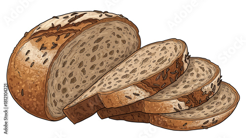 Sliced whole grain bread with seeds