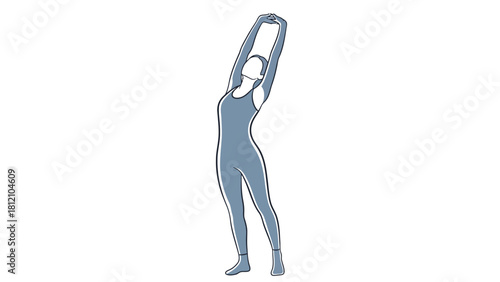 Stylized illustration of a person in a grey leotard stretching