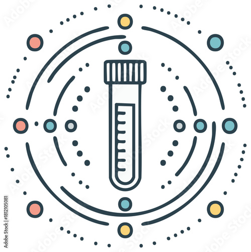 Outline Icon of Test Tube with Circular Design for Laboratory Research