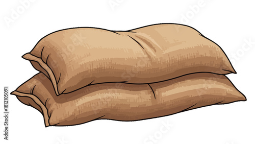 Two stacked brown sacks with black outlines