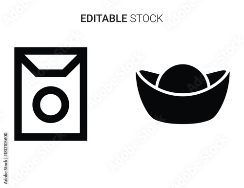 Household appliance laundry washer and traditional chinese gold ingot wealth icons