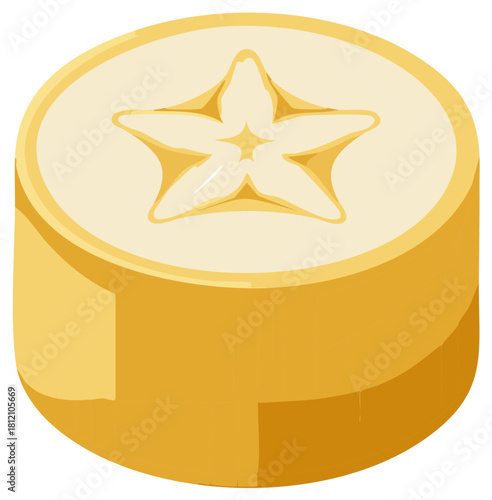 Sliced star fruit illustration showing distinctive star shape in vector format, isolated healthy food design, tropical fruits