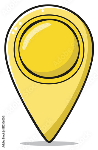Vibrant Yellow Map Pin Location Marker Icon for Navigation and Geographic Pointer