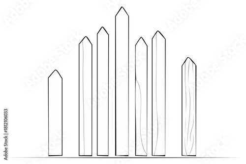 Picket Fence Posts Simple Line Drawing Illustration Artistic Sketch
