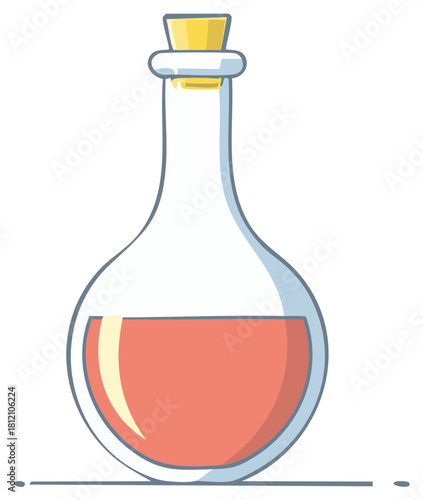 Cartoon potion bottle with red liquid and cork stopper for fantasy game design