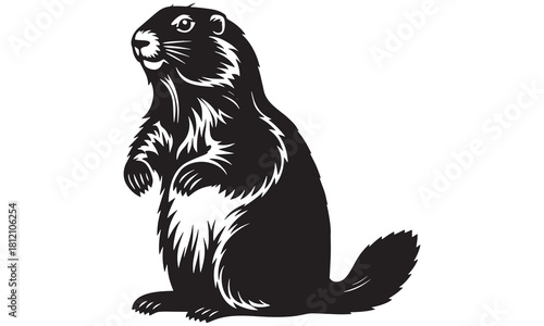 Groundhog Silhouette Vector | Marmot Animal Illustration & Wildlife Art Design