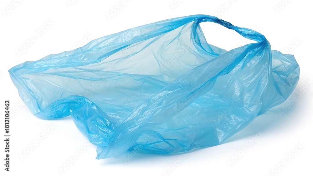 Obraz premium blue empty plastic bag isolated on a white background