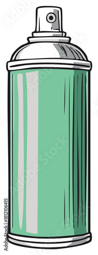 Illustrated Mint Green Aerosol Spray Can Container