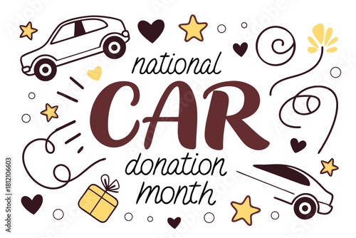 NATIONAL CAR DONATION MONTH vector illustration 