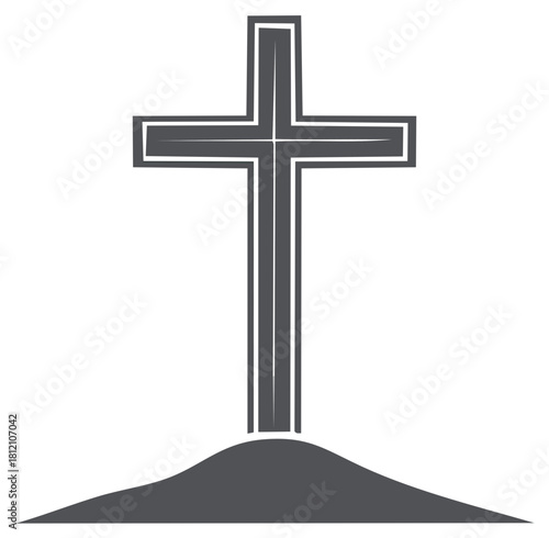 Simple Cross on a Hill Silhouette Symbol of Faith Hope and Easter