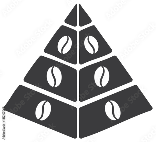 Pyramid Structure Formed with Coffee Beans for Visual Emphasis and Concept