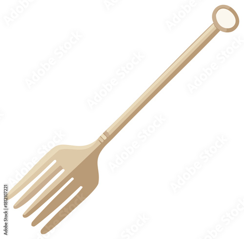 Long Handled Serving Fork with Ring Detail for Culinary Plating and Food Presentation