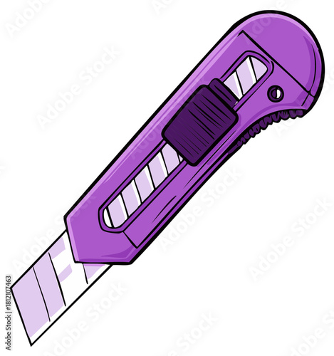 Purple utility knife illustration for cutting, DIY, or crafting projects