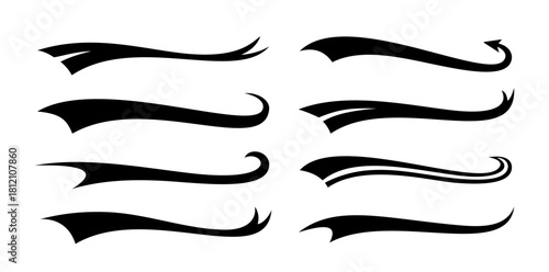 Retro baseball swoosh vector swash for vintage sport font. Detailed calligraphy tail vector illustration perfect for underline text design element.