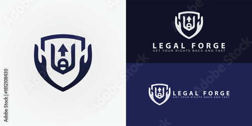 A shield held by hands symbolizes protection and accessible legal assistance. The inner lines form an upward arrow, representing the progress and innovation occurring in consumer law.