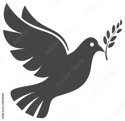 Wallpaper Mural Stylized silhouette of a dove with an olive branch in its beak, symbolizing peace and hope. Torontodigital.ca