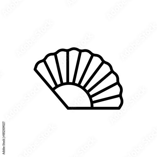 Traditional folding hand fan icon