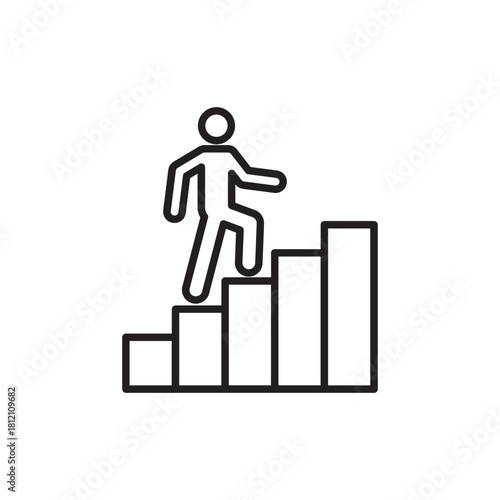 Person climbing a career path line icon, vecor illustration, eps10.