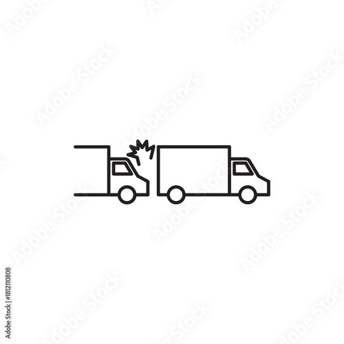 Car Accident line icon. linear style sign for mobile concept and web design. Two vehicles colliding outline vector icon. Symbol, logo illustration. Vector graphics