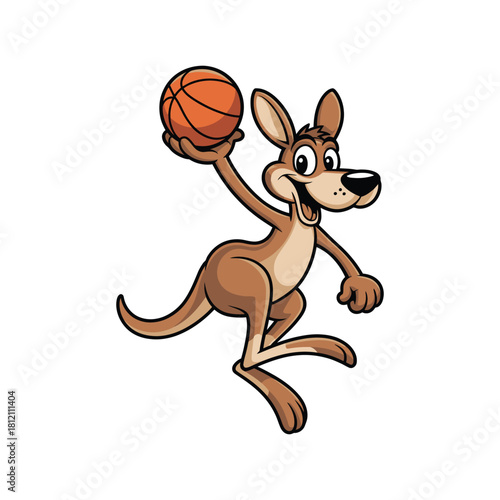 Kangaroo cartoon playing basketball mascot