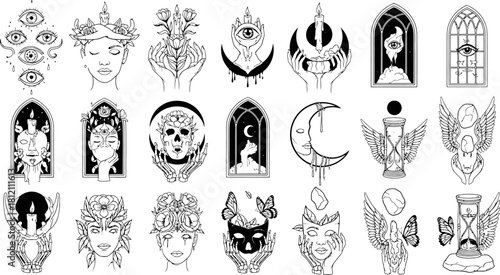 Esoteric Occult Tattoo and Sticker Design Collection