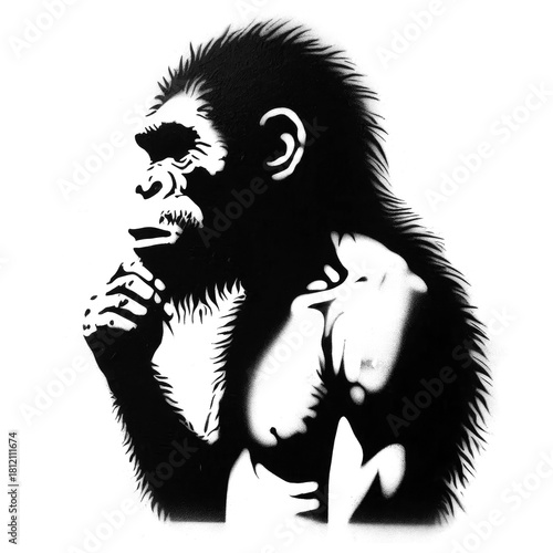 caveman icon in stencil-art style,black and white