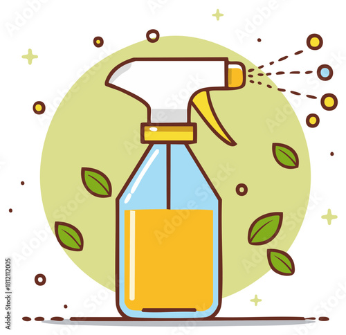 Eco-Friendly Cleaning Spray Bottle with Natural Elements, Plant-Based Sprayer for Surface Disinfection