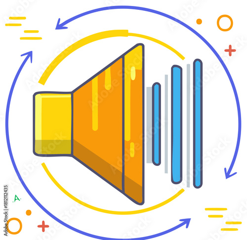 Conceptual Illustration of Sound Waves and Loudspeaker Amplification