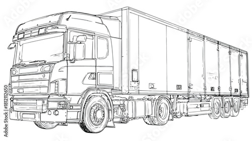 Professional Truck Vector Illustration with Outline for Design Projects