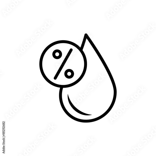 Humidity line icon. Water rate. Drop of water with percent icon. Illustration vector, eps10.
