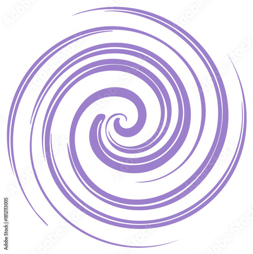 Lavender colored spiral symbol with rounded vortex flow for logo, decoration, graphic design elements or artistic backgrounds.