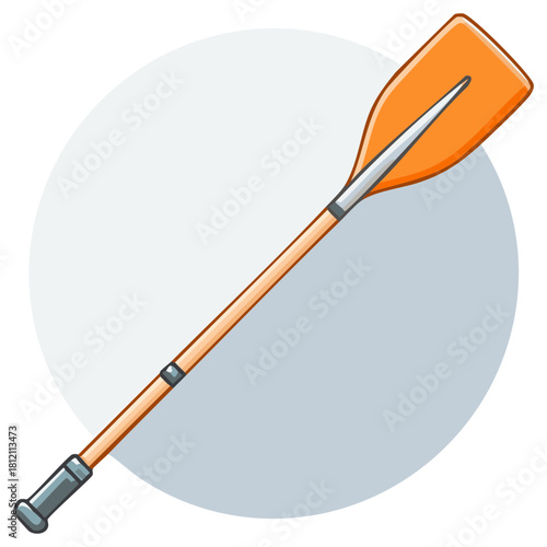 Bright Orange Kayak Paddle with Wooden Shaft and Silver Grip