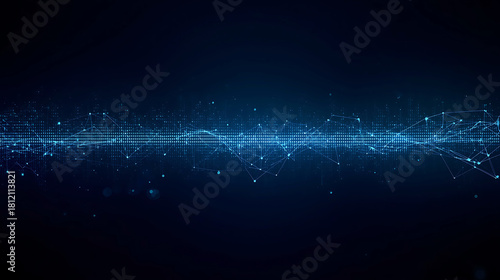 Abstract Blue Technology Background with Network Connections and Data Stream Visualizations for Innovation