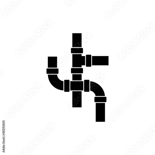Pipe Icon, Pipe Fitting Icon, Water, Gas, Oil Pipeline, Plumbing Work Vector Art Illustration, eps10.