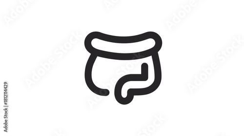 Human Colon Line Icon. Digestive System Anatomy, Gut Health, Intestine Symbol. Medical Biology Organ Outline.