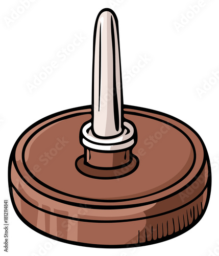 Stylized Illustration of a Wood Grain Pushpin with a Metal Tip