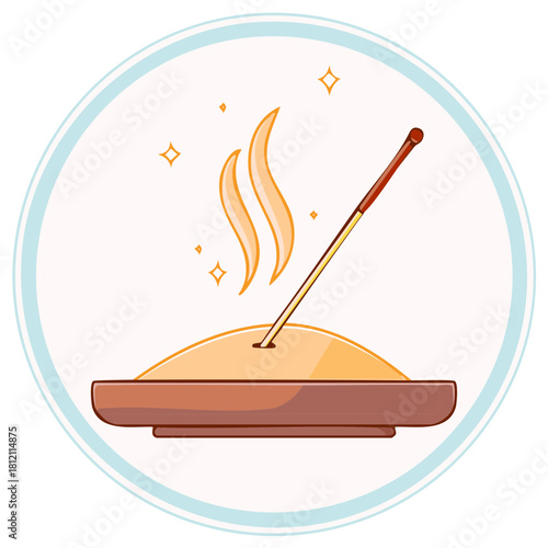 Incense Stick Burning in Sand Dish Aromatic Smoke Meditation Ritual Calm