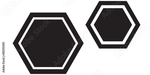 hexagon vector icon. Isolated transparent. Black and white outline filled version. modern.