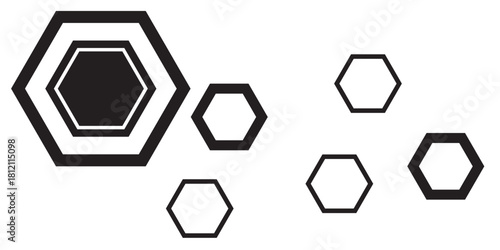 hexagon vector icon Black and white. illustration eps 10.